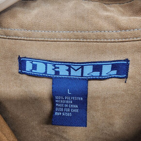 Drill Clothing Co. Mens Brown Button-Up Shirt Size L‎ Polyester Chest Pocket - Picture 3 of 6